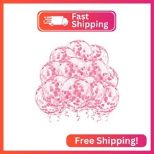 Pink Confetti Balloons, 25 Pcs Thickened 12 Inch Clear Latex Balloon with Confet