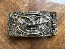 Vintage Brass Colored Bicentennial 1776-1976 Eagle Square Belt Buckle 3.75"