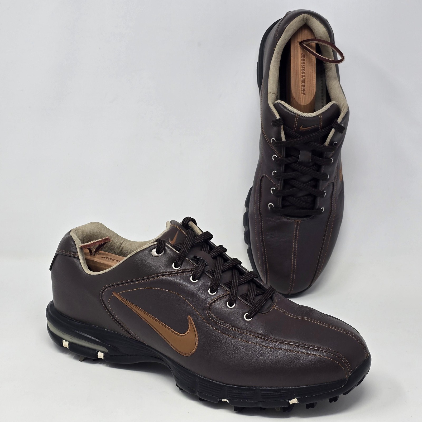 Mens 10 Brown Leather Spikes 317450-221 Eu44 Golf Cleats