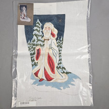 Kris Kringle Stocking Needlepoint Pattern Painted Santa Christmas Unique 18" NOS
