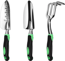 Garden Tool Set, 3 Pack Aluminum Gardening Kit - Hand Trowel, Transplant Trowel,