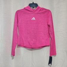 Adidas Kids Girls Top Long Sleeve Hooded Melange Pink Size Large NWT