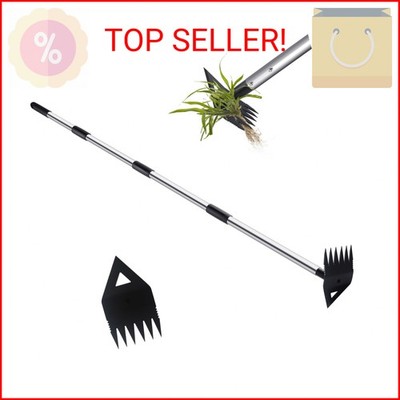 Weed Puller Tool with Long Handle, Hoe Garden Tool Weeding Rake Combo for Uproot
