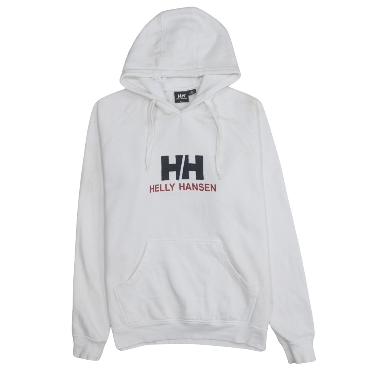 Helly Hansen Mens Hoodie White Fleece Embroidered HH Logo Kangaroo Pocket L