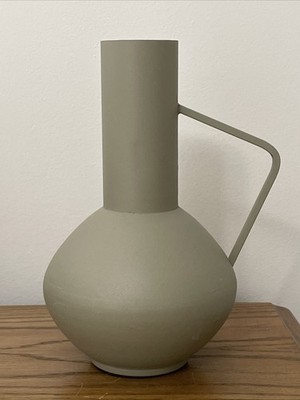 Modern Farmhouse Glam Metal Vase Sage Green Home Décor Centerpiece