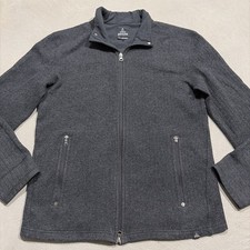 Prana Barclay Sweater Mens Large Charcoal Wool Blend Ribbed Full Zip Classic