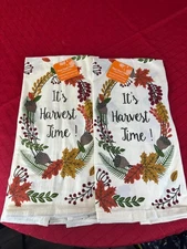 Flour Sack It's Harvest Time Fall Autumn Thanksgiving Kitchen Hand Towel