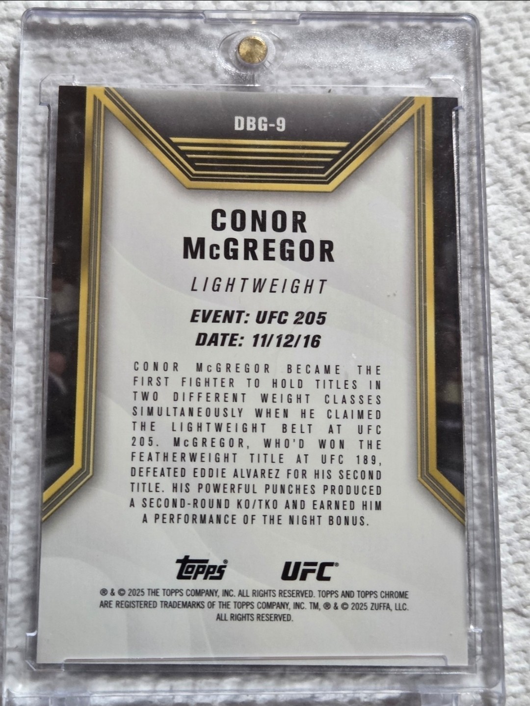 2025 UFC Topps Chrome CONOR McGREGOR Dare to be Great Blue Refractor /150 SP #9 view 7