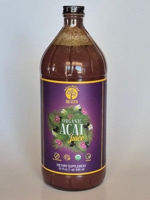 4pk of 32oz Glass Bottle Organic Only  ACAI 100 Pure Juice Pulp Puree Omega Rich