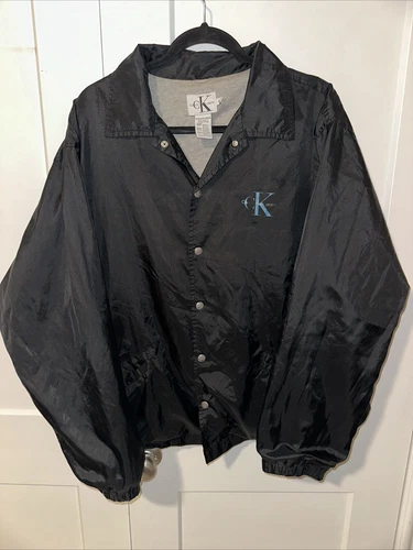 Giacca a vento vintage Calvin Klein coach anni 90 taglia media uomo nero Y2K