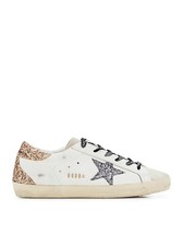 GOLDEN GOOSE Super Star Women's White/Gold Glitter Sneakers New Authentic