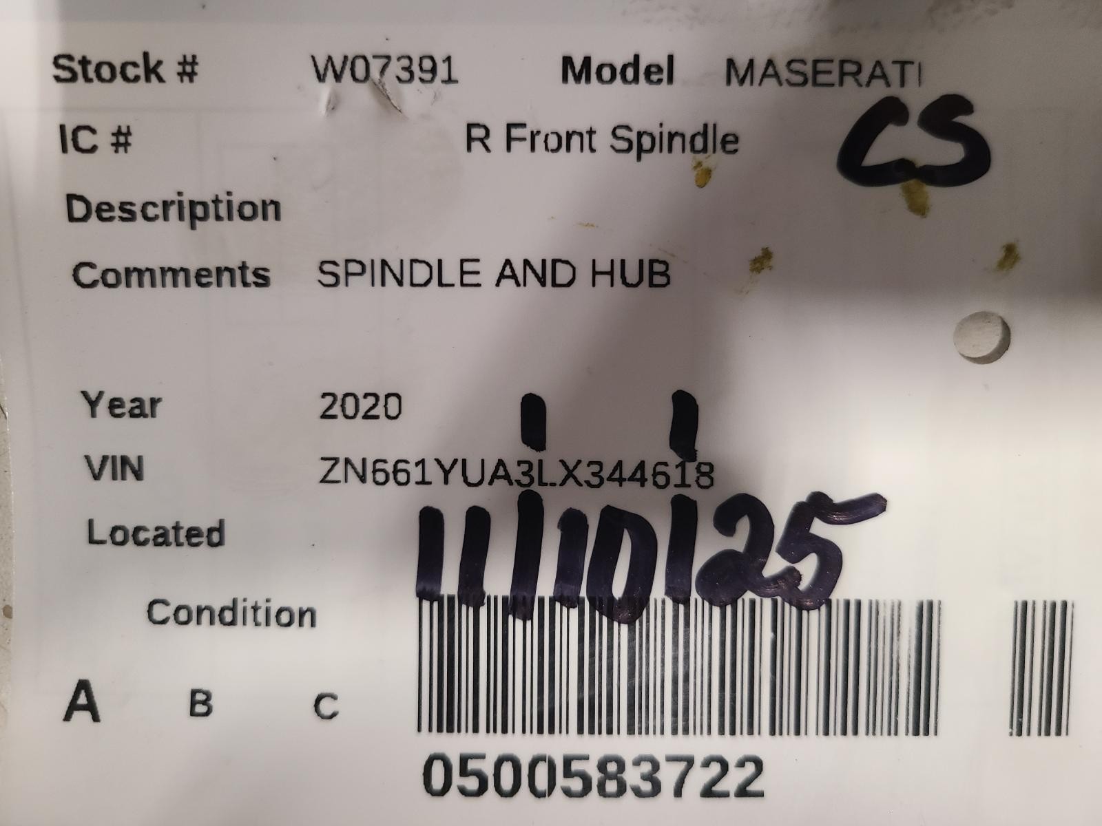 Used Steering Knuckle fits: 2020 Maserati LEVANTE  Grade A