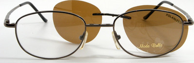 Moda Bella COFFEE Eyeglasses 2082 49-18-140 w/ Magnetic Clip-On Brown Polarized