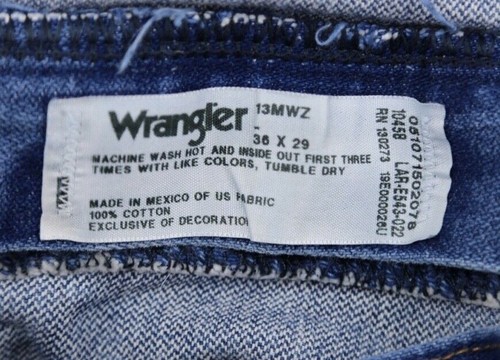 Men's Wrangler 13MWZ Jeans Straight Medium Wash Size 36x29 - Picture 3 of 11