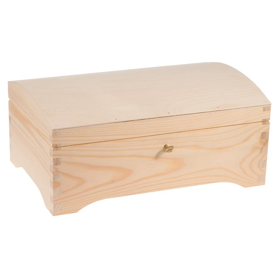 Large Wooden Chest with Key & 6 Slots – Ideal for Decoupage & Storage (30x20 cm) - Image 3 of 3