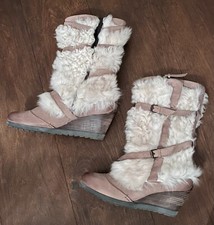 HÖGL Damen Keil-Stiefel, Echt-Pelz (Wolle), Beige, Gr. 41,5 (7,5 UK), wNeu