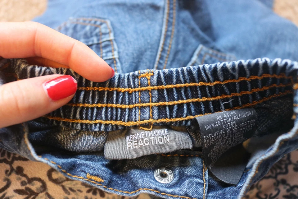 Pantalones cortos de mezclilla azules Kenneth Cole Reaction para niños hasta la rodilla 100 % algodón talla 12M Foto 4 de 4