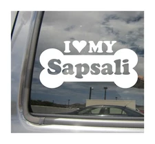 I Heart Love My Sapsali - Purebred Dog Bone Car Vinyl Decal Sticker 13845