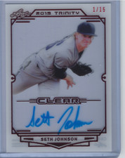 SETH JOHNSON 2019 LEAF TRINITY BASEBALL CLEAR ON CARD ROOKIE AUTO /15