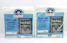 Unique Quaker Lace Noah's Ark Pair of Curtain Tiers 60"X36" With Valance White