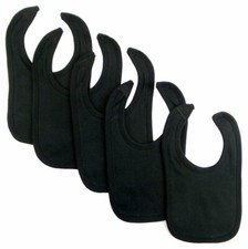 2-Ply Interlock Solid Black Pastel Infant Bib: Bundle Pack of 10 