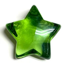 Fire and Light Recycled Art Glass Star Celery Green Paperweight 3.5” Signed