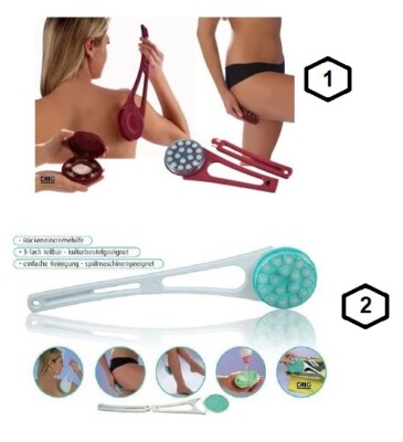 Eincremehilfe Hydas Handgriff Reise Rückencremer Massage weiß bordeaux + SET-Akt