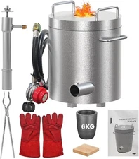 6KG Propane Melting Furnace Kit with Crucible Tong Stainless Steel Foundry