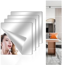 4 Pack Acrylic Mirror Tiles, 8 x8 Unbreakable Wall Mirror Full Lengt