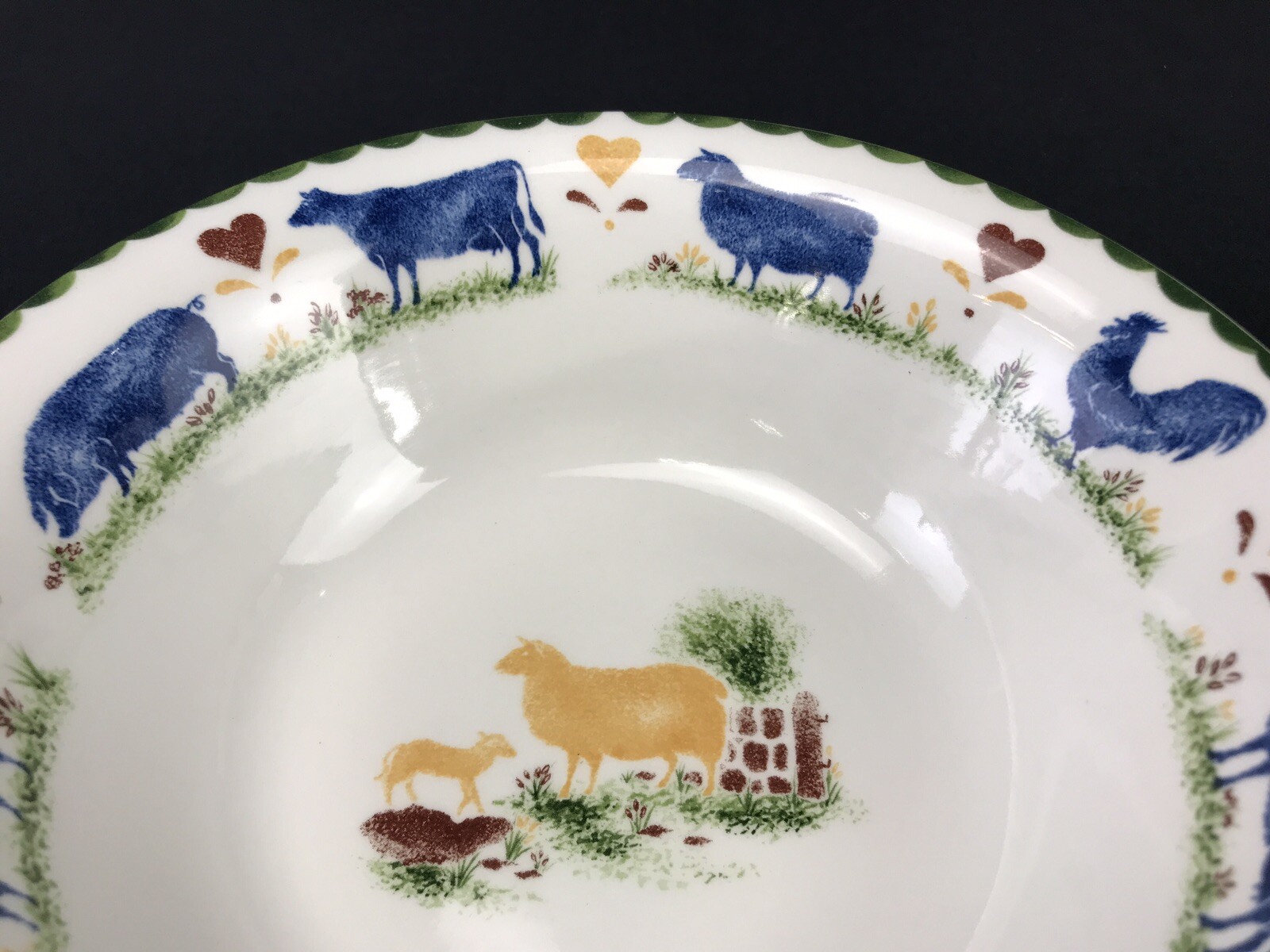 Wood & Sons Jacks Farm Vegetable Serving Bowls Sheep Cows Roosters Pigs ...