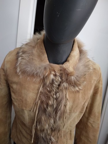 K.S Giacca in vera pelle usato donna woman cammello Tg 46 XYC1185L - Picture 3 of 8