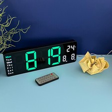 Digital Green LED Alarm Desk Clock with Remote Control - Daylight Saving Time
