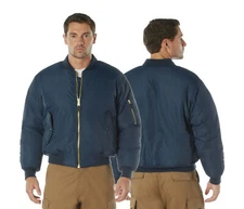Navy Blue Enhanced Nylon MA-1 Flight Jacket Reversible Bomber