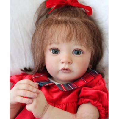 24'' Cute Reborn Baby Doll Finished Toddler Girl Yellow Hair Cloth Body Handmade