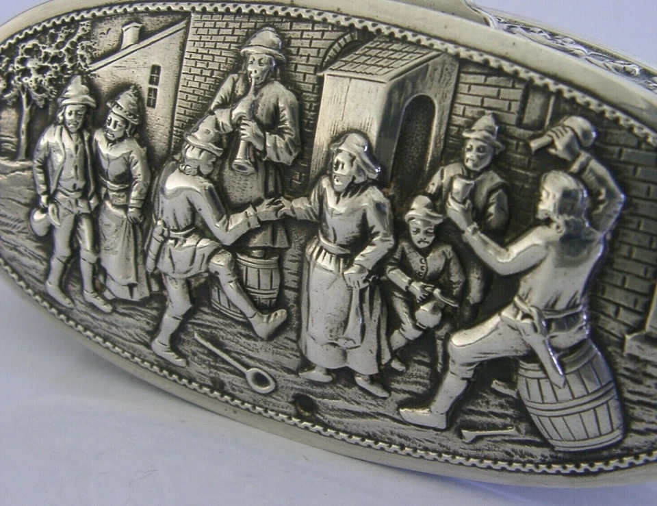 RARE LARGE DUTCH SOLID SILVER TABLE TRINKET DESK BOX 1914 ANTIQUE 162g - Image 3 of 4