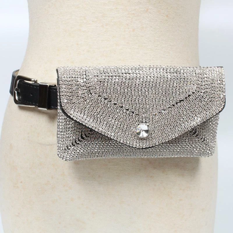 Bling BELT BAG with Bedazzled Crystal Rhinestone for Fashion and Luxur