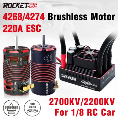 ROCKET-RC 220A Brushless ESC BEC 2-4S Heatsink Motor for 1/8 RC Buggy Cars