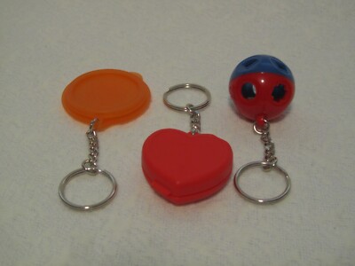 NEW TUPPERWARE Keychains -Set of 3- Heart, FlatOut and Shape-o Ball - Miniatures