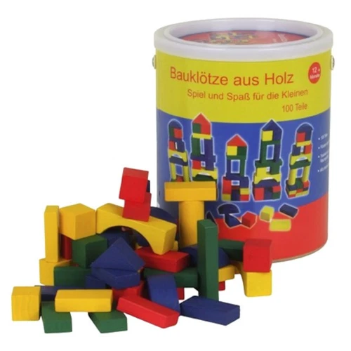 100 bunte Bauklötze aus Holz Holzspielzeug Spielzeug Aufbewahrungsbox Bausteine 