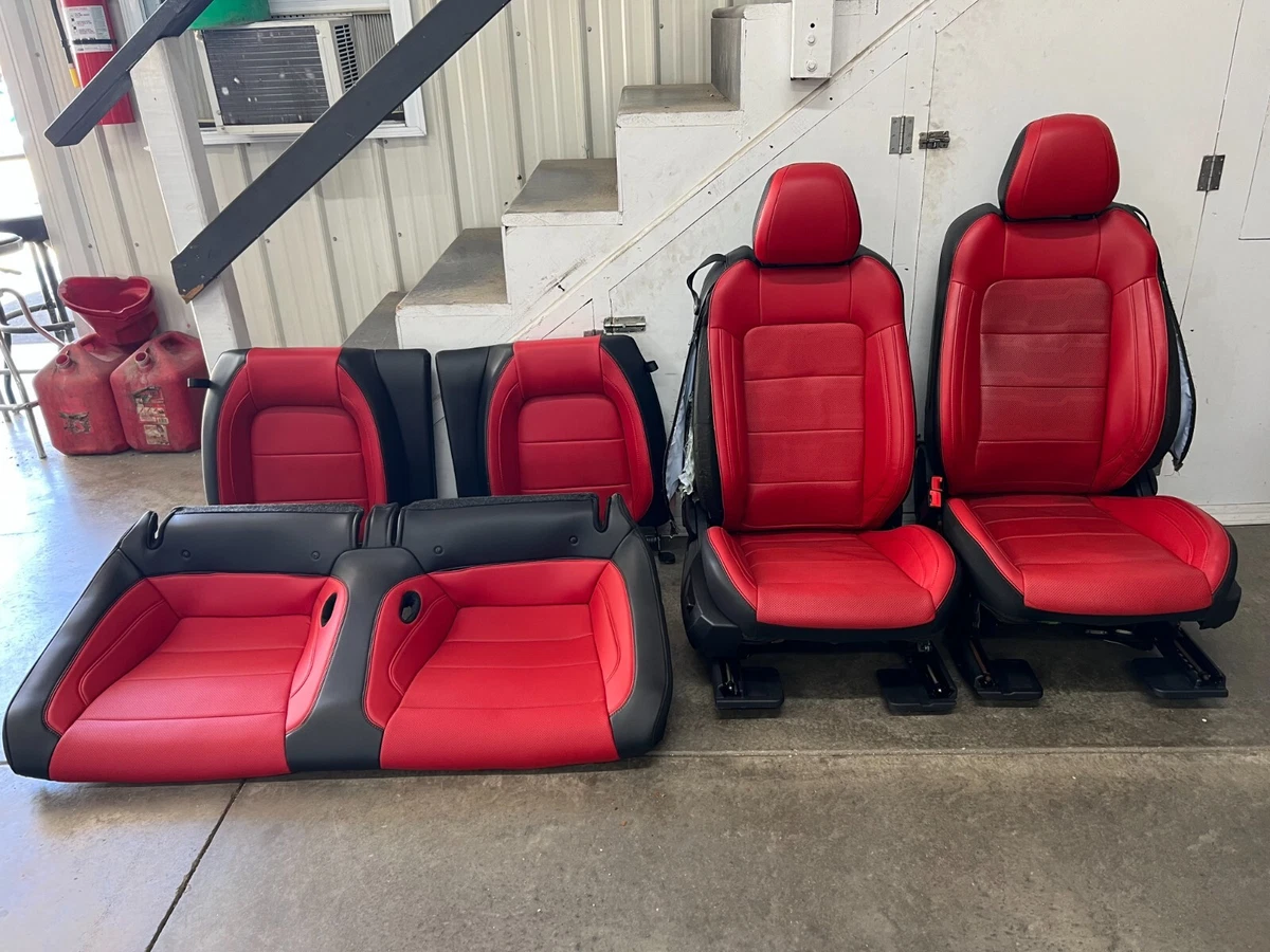 2018 2023 Mustang GT Black Red Leather Coupe Front Rear Power Seats Heat Cooled