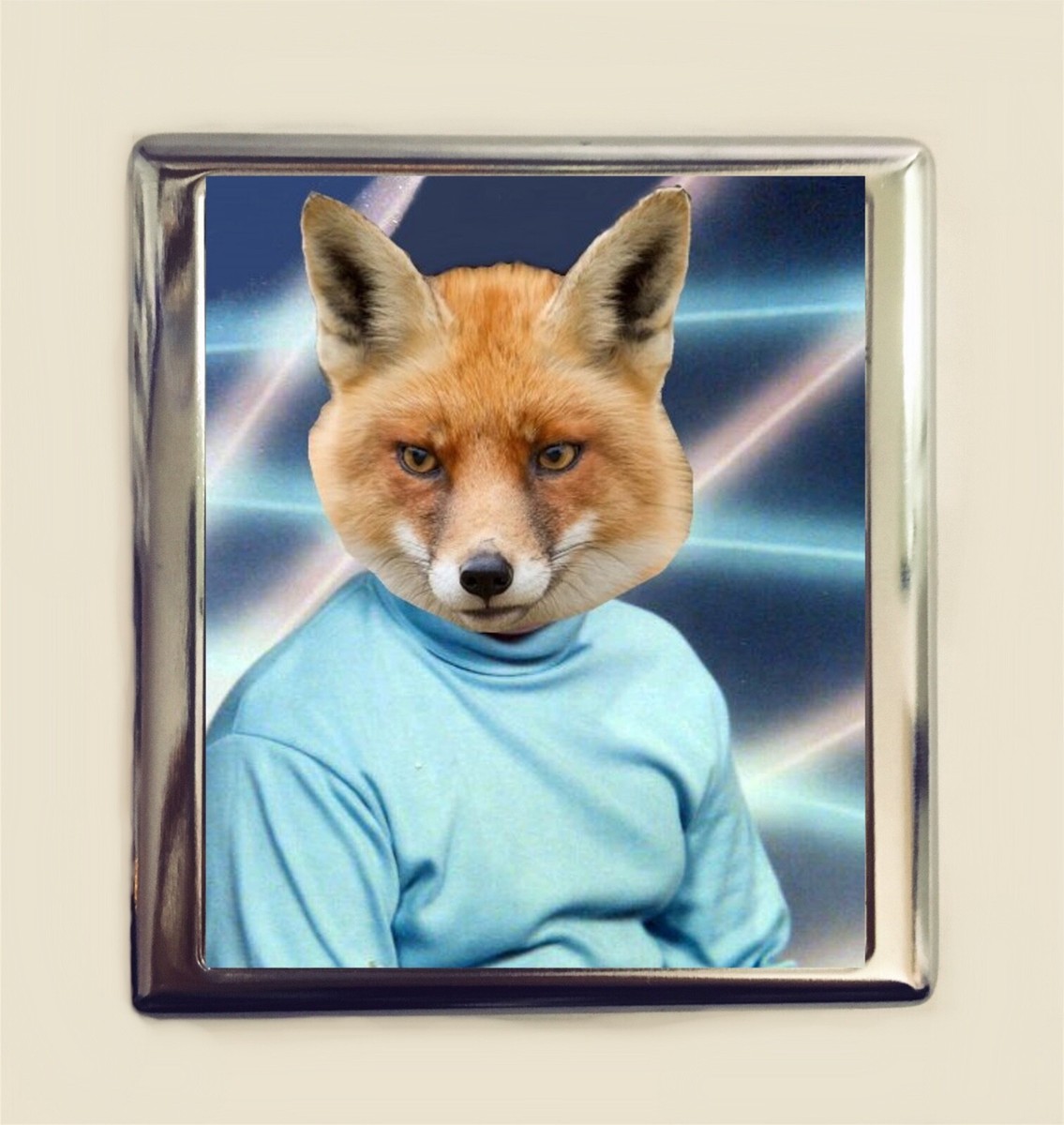 fox with cigarette Fox Yearbook Photo Cigarette Case Business Card ID Holder Anthropomorphic  Animal