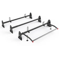 3 bar Ladder Roof Rack Steel Van Racks w/ Adjustable Cargo Roller Bar Black