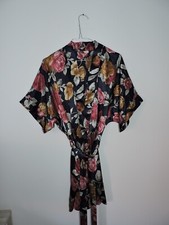 Damen Morgenmantel Große S 36, mit Gürtel, Blumenzeichnung, Negligee, Robe