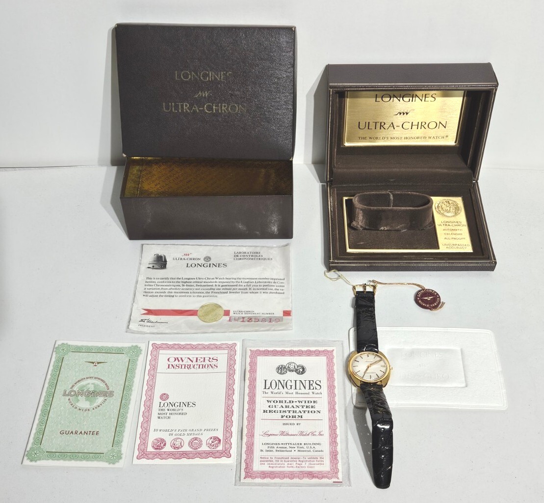 Longines Ultra Chron 18K Gold Automatic Mens Watch with Box Brand New