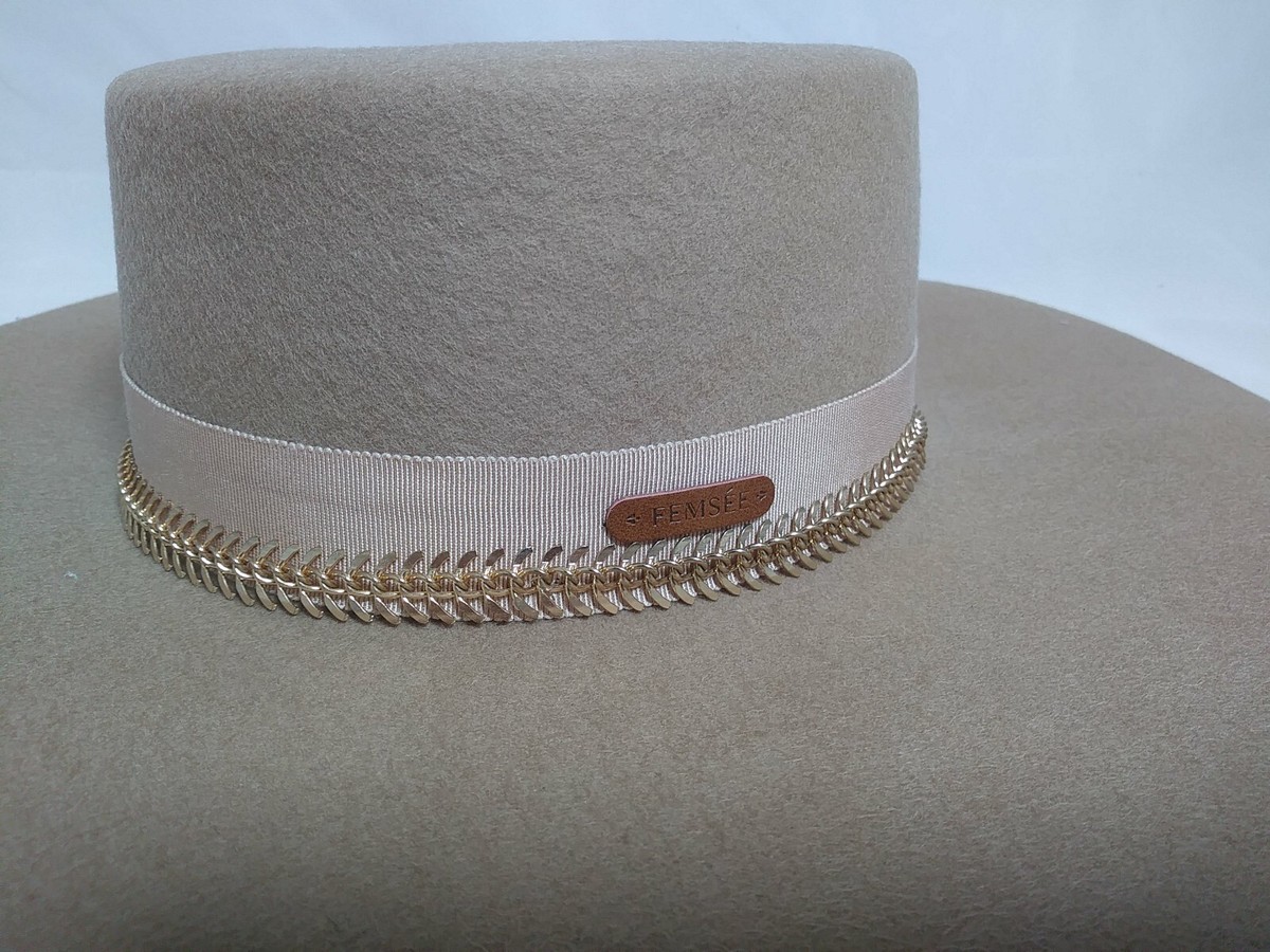 FEMSÉE Fedora Hat 100% Wool Felt Hat Vintage Removable Pearl  display picture 1