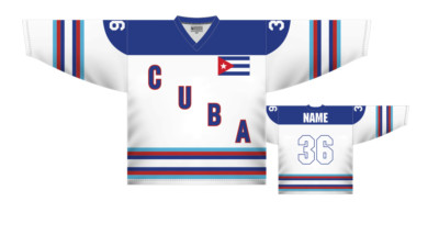 Team Cuba White Ice Hockey Jersey Custom Name and Number