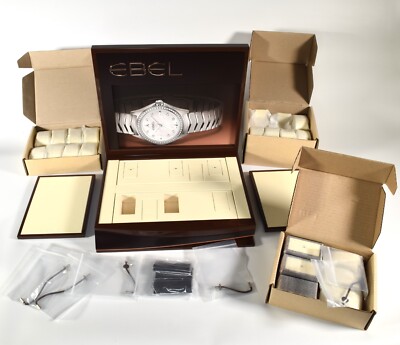 EBEL Watch Holder Shop Window Display Brown and Cream Leather with Box New