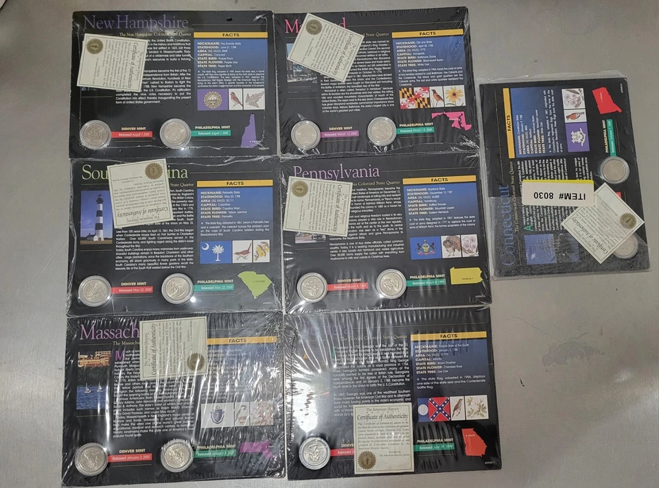 The American Painted Colorized Statehood Quarter Collection 7 States P/D Mint. - Image 2 of 4