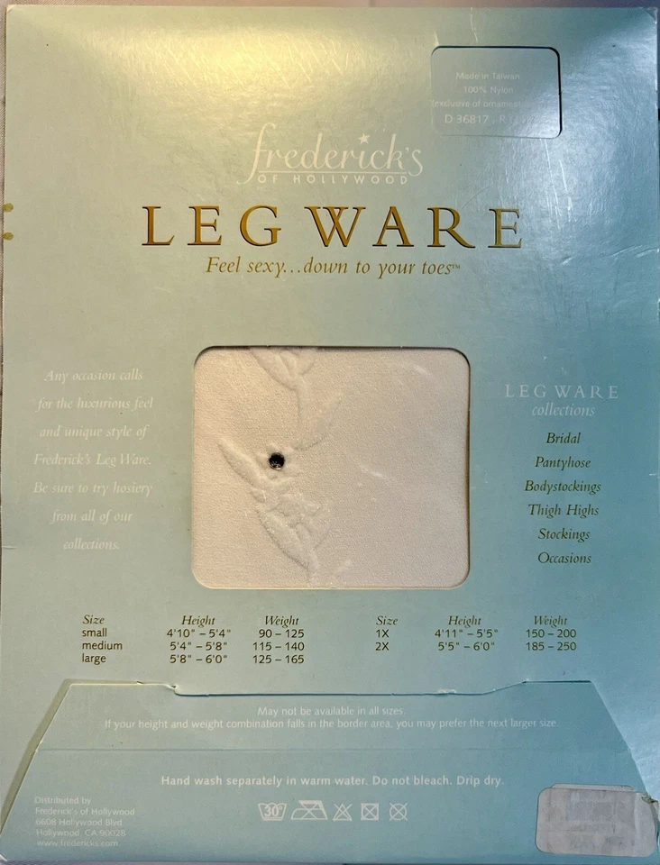 Frederick's of Hollywood Flower Trellis Rhinestone Stockings D36817 R6817 Med - Image 2 of 3