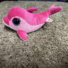 TY Beanie Boo Plush Dolphin Surf 8" Pink Silver Glitter Stuffed Animal